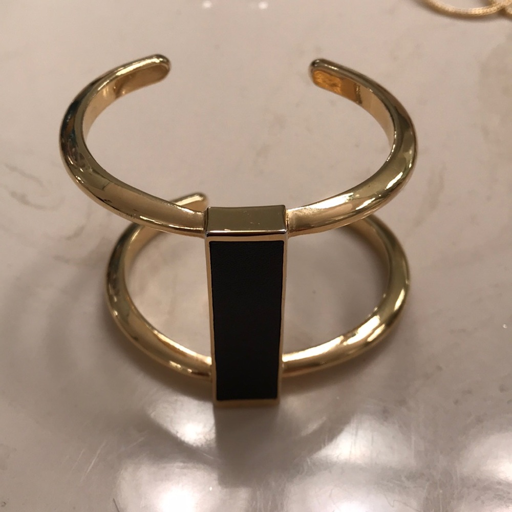 Ann Taylor gold and black leather cuff